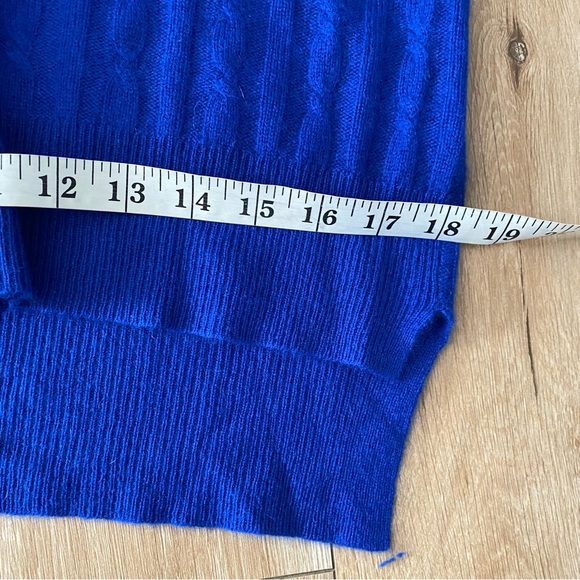 Kenar Womens Blue 2 Ply Cashmere Cable Knit Sweater Pullover Size Medium - Picture 6 of 7
